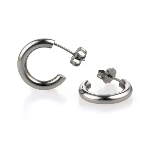 Small 12mm Natural Polished Round Hoop Earrings